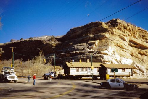 Cox Cabin on the move through Morrison in December 1987.